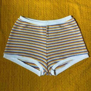 Zara Yellow/Blue/Red Stripe Micro Knit Shorts